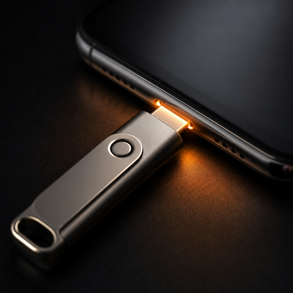 Freedom Stick plugged into phone